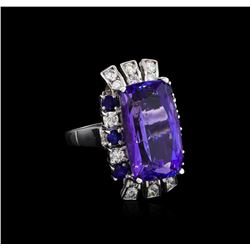 16.83 ctw Tanzanite, Sapphire and Diamond Ring - 14KT White Gold