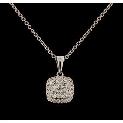 0.51 ctw Diamond Pendant With Chain - 14KT White Gold