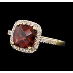 2.65 ctw Garnet And Diamond Ring - 10KT Yellow Gold