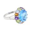 Image 1 : 8.16 ctw Multi-Color Semi-Precious Gemstone Ring - 14KT White Gold