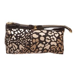 Salvatore Ferragamo Animal Print Nylon Patent Leather Cosmetic Bag