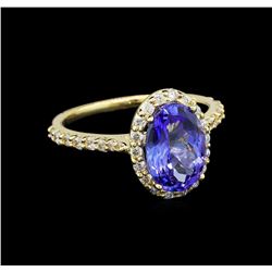 2.86 ctw Tanzanite and Diamond Ring - 14KT Yellow Gold