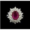 Image 2 : GIA Cert 2.17 ctw Ruby and Diamond Ring - 14KT White Gold