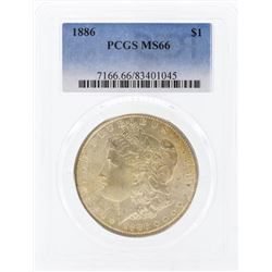 1886 $1 Morgan Silver Dollar Coin PCGS MS66