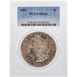 1885 $1 Morgan Silver Dollar Coin PCGS MS64