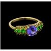 Image 1 : 14KT Yellow Gold 1.37 ctw Tanzanite and Garnet Ring