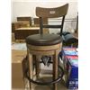 Image 1 : Wooden Bar Swivel Bar Stool w/ Padded Seat
