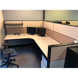 GLOBAL EVOLVE 3 PERSON OFFICE CUBICLE SYSTEM INC. DESK SURFACES, PANELS, AND PEDESTALS