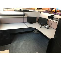 GLOBAL EVOLVE 2 PERSON OFFICE CUBICLE SYSTEM INC. DESK SURFACES, PANELS, AND PEDESTALS