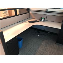 GLOBAL EVOLVE 3 PERSON OFFICE CUBICLE SYSTEM INC. DESK SURFACES, PANELS, AND PEDESTALS