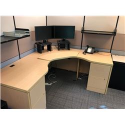 GLOBAL EVOLVE 1 PERSON OFFICE CUBICLE SYSTEM INC. DESK SURFACES, PANELS, AND PEDESTALS, COMES WITH