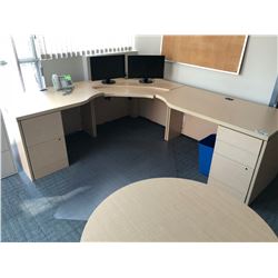 CONTENTS OF OFFICE INC. MAPLE CORNER COMPUTER DESK, MAPLE CONFERENCE TABLE, 3 DRAWER LATERAL FILE