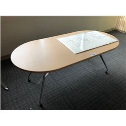 CONTENTS OF OFFICE INC. MAPLE BOARD ROOM TABLE, WHITE SIDE TABLE