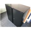 Image 2 : CONTENTS OF OFFICE INC. 3 WHITE COMPUTER TABLES, WHITE 2 DRAWER CABINET, AND BLACK 2 DOOR STORAGE