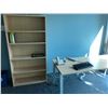 Image 2 : CONTENTS OF OFFICE INC. MAPLE 6' BOARD ROOM TABLE, MAPLE SIDE TABLE, MAPLE BOOK SHELF, AND 9