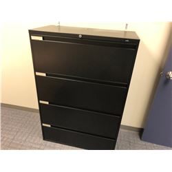 CONTENTS OF OFFICE INC. MAPLE CORNER COMPUTER DESK, BLACK 4 DRAWER LATERAL FILE CABINET, AND EGAN