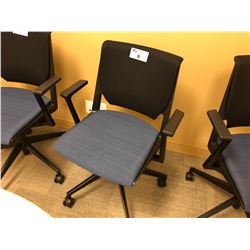 HAWORTH "VERY" BLACK AND BLUE ERGONOMIC TASK CHAIR