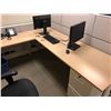Image 2 : TEKNION 2 PERSON OFFICE CUBICLE STATION WITH MAPLE WORK SURFACES AND FILE PEDESTALS
