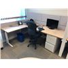 Image 2 : TEKNION 2 PERSON OFFICE CUBICLE STATION WITH MAPLE WORK SURFACES AND FILE PEDESTALS