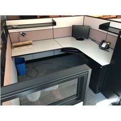 GLOBAL EVOLVE 2 PERSON OFFICE CUBICLE SYSTEM INC. DESK SURFACES, PANELS, AND PEDESTALS