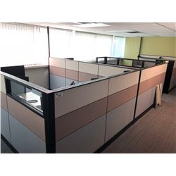 GLOBAL EVOLVE 2 PERSON OFFICE CUBICLE SYSTEM INC. DESK SURFACES, PANELS, AND PEDESTALS