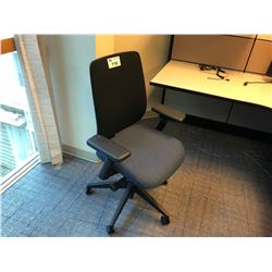 HAWORTH "VERY" BLACK AND BLUE ERGONOMIC TASK CHAIR