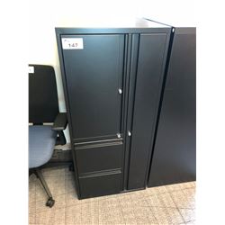 BLACK 5' 4 COMPARTMENT MULTI DOOR STORAGE CABINET WITH COAT HANGER