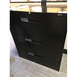 BLACK GLOBAL EVOLVE 3 DRAWER LATERAL FILE CABINET