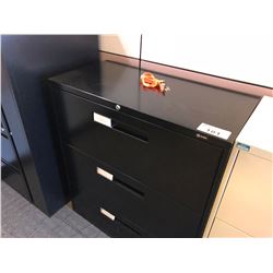 BLACK GLOBAL EVOLVE 3 DRAWER LATERAL FILE CABINET