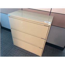 BEIGE 3 DRAWER LATERAL FILE CABINET