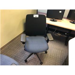 HAWORTH "VERY" BLACK AND BLUE ERGONOMIC TASK CHAIR