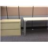 Image 1 : WHITE TABLE AND BEIGE 2 DRAWER FILE CABINET