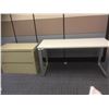 Image 2 : WHITE TABLE AND BEIGE 2 DRAWER FILE CABINET