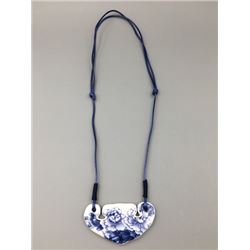 A Contemporary blue and white porcelain ceramic tile, "Flora" pendant.Condition as is, shown in phot