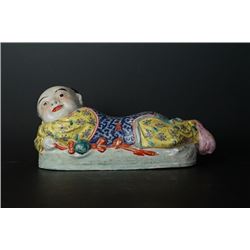 Republican Era "Boy Lying" Chinese Pillow. Condition as is, shown in photos