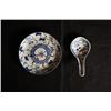 Image 3 : 19th Century Blue-and-White Plate and Spoon.Condition as is, shown in photo