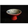 Image 1 : "Da Ming Xuan De Nian Zhi" mark, red-glazed blue and white with "Fishes" pattern tazza, small crack 