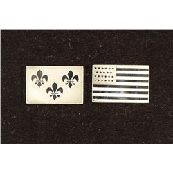 2-STERLING SILVER FLAG BARS. FLAG OF FRANCE AND