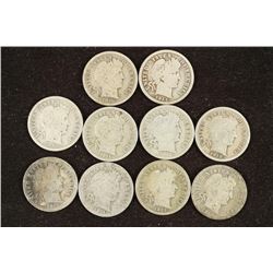 10 ASSORTED BARBER DIMES