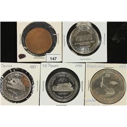 5 ASSORTED CANADA TRADE DOLLARS 1965 & 2005