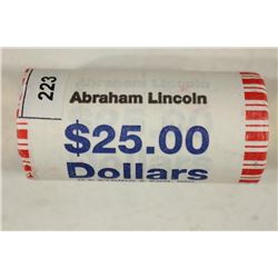 $25 ROLL OF 2010 ABRAHAM LINCOLN PRESIDENTIAL $'S