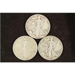 1941,42-D & 43 WALKING LIBERTY HALF DOLLARS