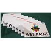 Image 1 : 8 VINTAGE WET PAINT CARDBOARD SIGNS