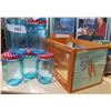 Image 1 : SMALL WOOD CRATE & 5 BLUE CANNING JARS