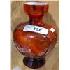 Image 1 : VINTAGE MID CENTURY MODERN FLAME ORANGE ART GLASS VASE