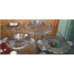 4 STERLING SILVER OVERLAY GLASS DISHES