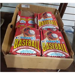 TRAY OF '91 FLEER BASEBALL CARD PACKS UNOPENED