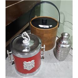 2 VINTAGE ICE BUCKETS & MARTINI SHAKER