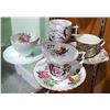 Image 1 : 3 ENGLISH BONE CHINA TEACUPS/SAUCERS & VINTAGE MUSTACHE CUP