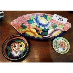 VINTAGE MALING TRAY, BOWL & PIN DISH